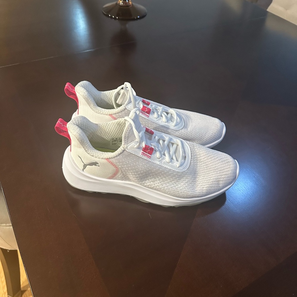 Puma Women's White and Pink Athletic Shoes